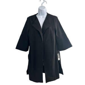 Nine‎ West Women's Black Wing Lapel Open Front Topper  Blazer $119 S/M